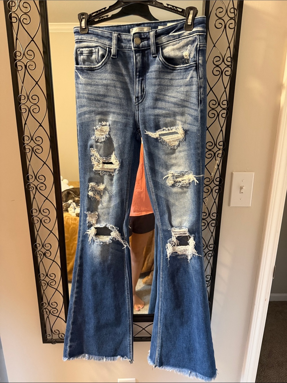 Kids Distressed Blue Flared Jeans